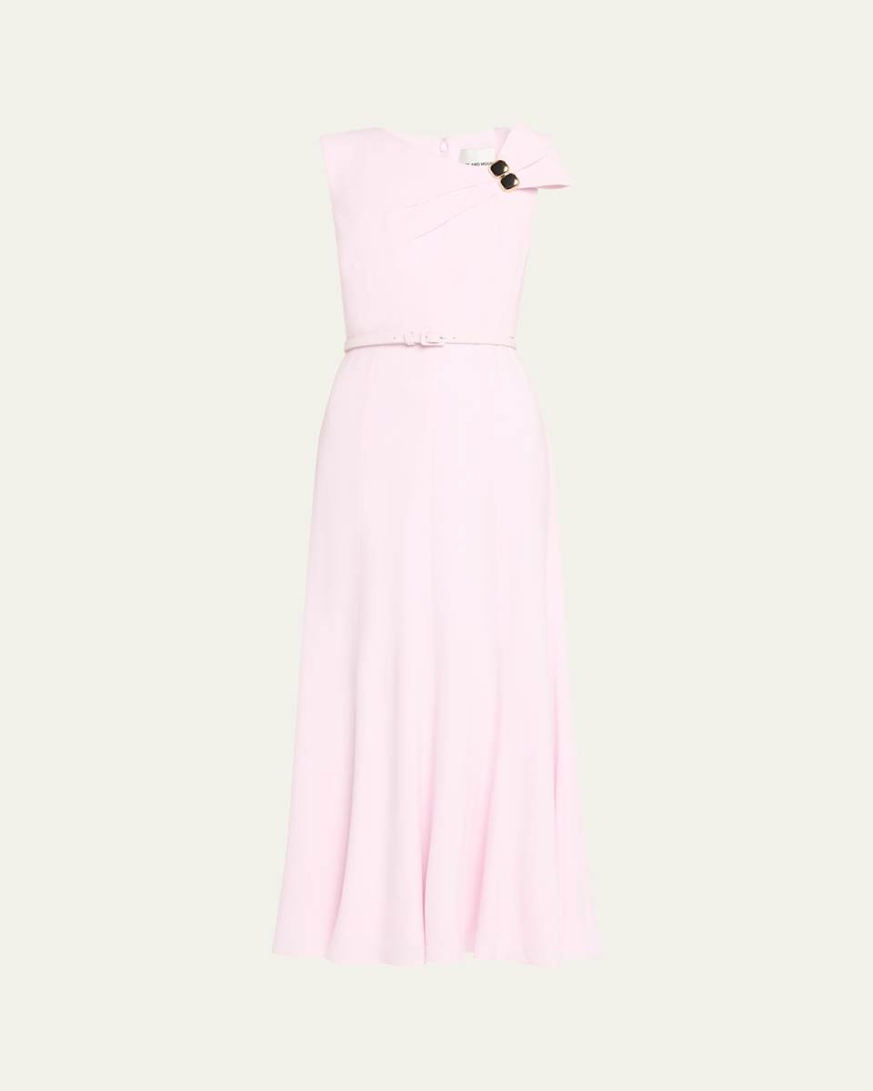 Bow Embellished Satin Crepe Belted Maxi Dress